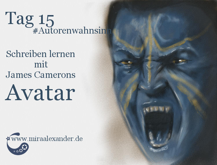 Tag 15: Schreiben lernen mit James Camerons Avatar von Mira Alexander, #Autorenwahnsinn 2017 . Digitale Zeichnung eines Avatars.