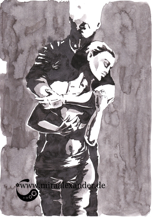 Entwurf eines Hintergrunds zur Kallillustration, schwarz-grau-weiß, auf grauem Hintergrund, Sumi-e